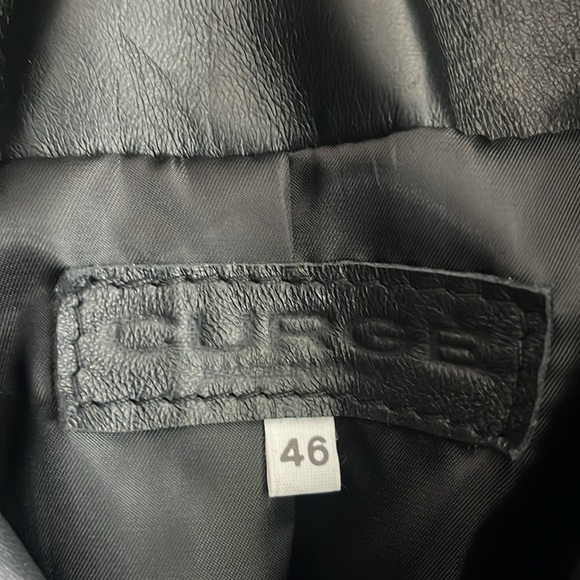 Italian Black Leather Zip Up Jacket Made by CURGÈ‎ size Woman LG or EU 46 NWT W6 - Picture 3 of 10
